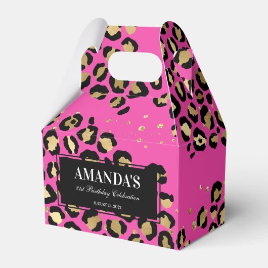 Pink und Gold Leopard Print Fevor Box Geschenkschachtel (Vorderseite)