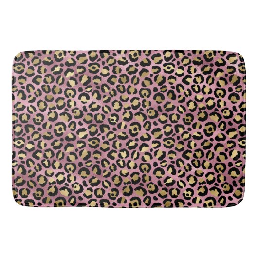 Pink und Gold Leopard Serie Design 15 Badematte (Vorderseite)