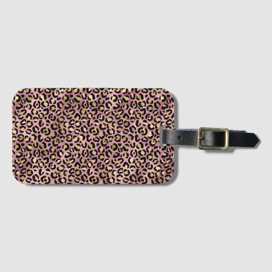 Pink und Gold Leopard Serie Design 15 Gepäckanhänger (Vorderseite (Horizontal))
