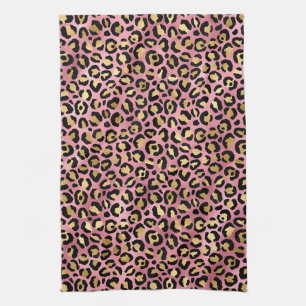 Pink und Gold Leopard Serie Design 15 Geschirrtuch