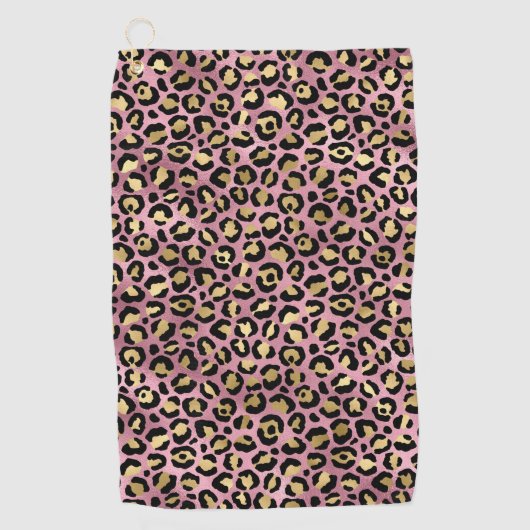 Pink und Gold Leopard Serie Design 15 Golfhandtuch (Vorderseite)