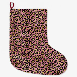 Pink und Gold Leopard Serie Design 15 Großer Weihnachtsstrumpf