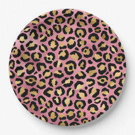 Pink und Gold Leopard Serie Design 15 Pappteller
