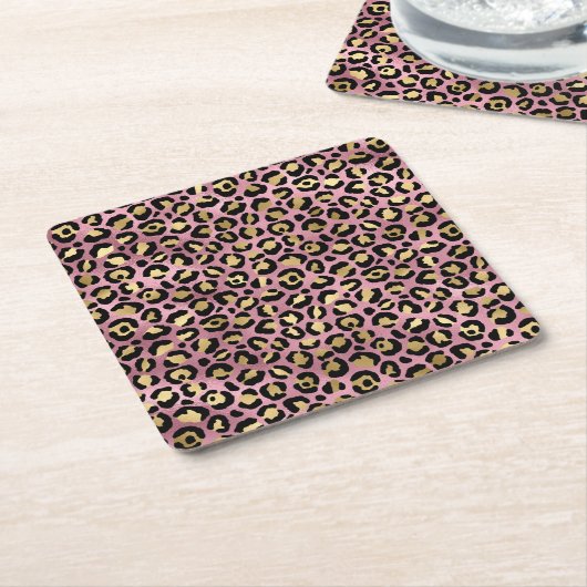 Pink und Gold Leopard Serie Design 15 Rechteckiger Pappuntersetzer (angewinkelt)