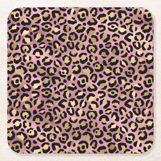 Pink und Gold Leopard Serie Design 15 Rechteckiger Pappuntersetzer (Vorderseite)