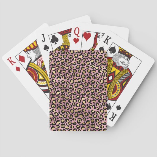 Pink und Gold Leopard Serie Design 15 Spielkarten (Rückseite)