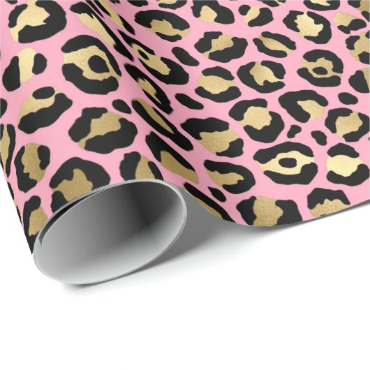 Pink und Gold Leopard Spot Muster Geschenkpapier (Rolleneckpunkt)