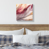Pink und Gold Luxurious Feathers Pattern Leinwanddruck (Insitu (Schlafzimmer))
