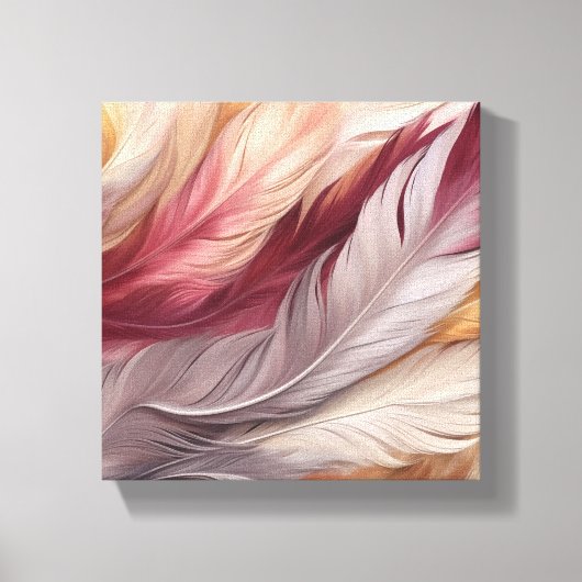 Pink und Gold Luxurious Feathers Pattern Leinwanddruck (Vorderseite)