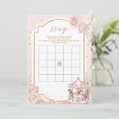 Pink und Gold Magic Carousel Bingo Spiel Einladung (Stehend Vorderseite)