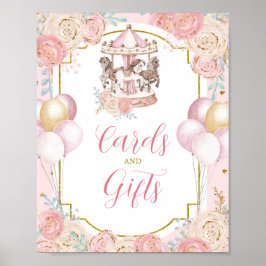 Pink und Gold Magic Carousel Cards und Geschenksze Poster