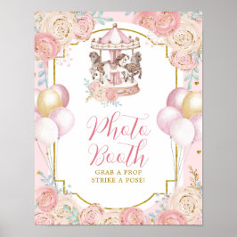 Pink und Gold Magic Carousel Foto Booth Sign Poster