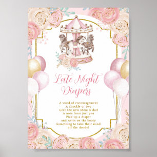 Pink und Gold Magic Carousel Spate Night Diaper Poster