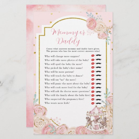 Pink und Gold Magical Carousel Mommy oder Daddy (Vorne/Hinten)