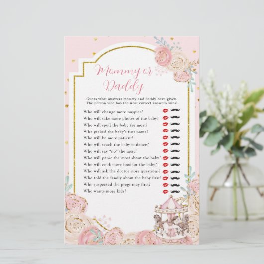 Pink und Gold Magical Carousel Mommy oder Daddy (Stehend Vorderseite)