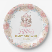 Pink und Gold Magical Carousel Paper Plate Pappteller (Vorderseite)