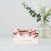 Pink und Gold Makeup Künstlerkosmetik Schönheitssa Visitenkarte (Stehend Vorderseite)
