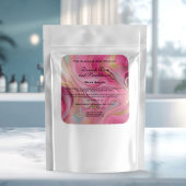 Pink und Gold Marmorsäulen - Pouchetikett Quadratischer Aufkleber