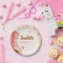 Pink- und Gold-Meerjungfrau-Geburtstag