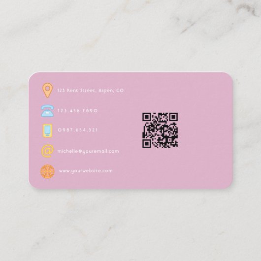 Pink und Gold Mode Designer QR Code Business Ca Visitenkarte (Rückseite)