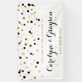Pink und Gold Moderne Confetti Dots Hochzeitsbanne Banner (Vertikal)