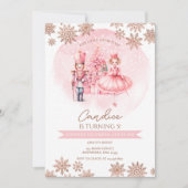 Pink und Gold Nutcracker Birthday Sugum Pflaume Fa Einladung (Vorderseite)