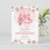 Pink und Gold Nutcracker Birthday Sugum Pflaume Fa Einladung (Stehend Vorderseite)