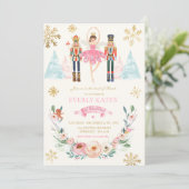 Pink und Gold Nutcracker Birthday Sugum Pflaume Fa Einladung (Stehend Vorderseite)