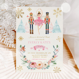 Pink und Gold Nutcracker Birthday Sugum Pflaume Fa Einladung