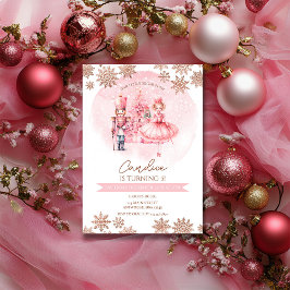 Pink und Gold Nutcracker Birthday Sugum Pflaume Fa Einladung