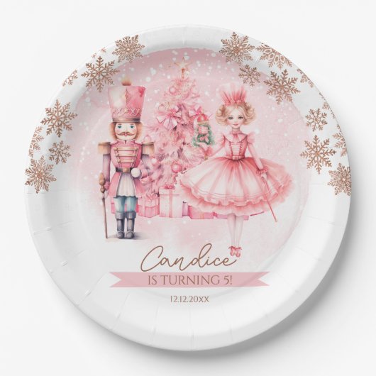 Pink und Gold Nutcracker Birthday Sugum Pflaume Fa Pappteller (Vorderseite)