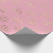 Pink und Gold Paris Foil Kronier Muster Geschenkpapier (Ecke)