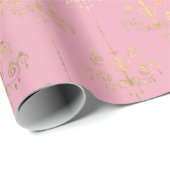 Pink und Gold Paris Foil Kronier Muster Geschenkpapier (Rolleneckpunkt)