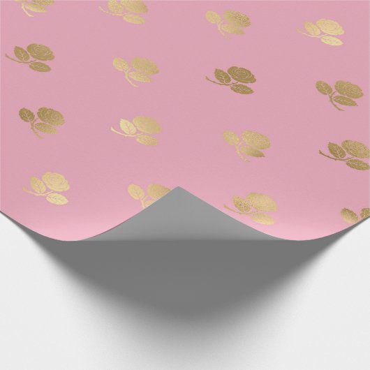 Pink und Gold Pariser Foil-Rose Geschenkpapier (Ecke)