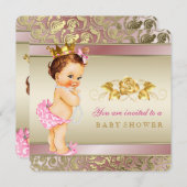 Pink und Gold Pearl Baby Dusche Einladung (Vorne/Hinten)