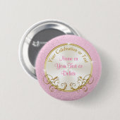 Pink und Gold Personalisierte Baby Dusche Button (Vorne & Hinten)