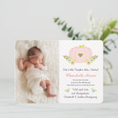 Pink und Gold Pumpkin Baby Geburtsankündigung Ankündigung (Stehend Vorderseite)
