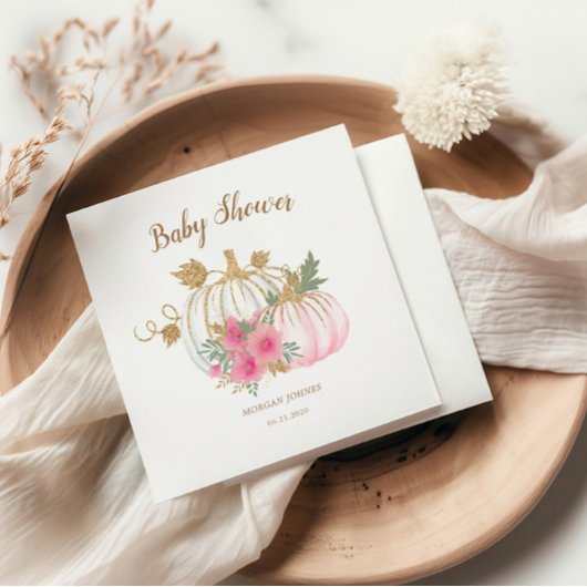 Pink und Gold Pumpkin Blumendusche Serviette