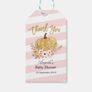 Pink und Gold Pumpkin Vielen Dank Tag Geschenkanhänger