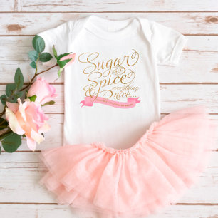 Pink und Gold Script Zucker und Spice Baby Bodysui Strampler
