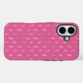 Pink und Gold Seepferd Wiederholungsmuster Case-Mate iPhone Hülle (Rückseite (Horizontal))