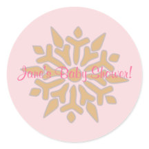 Pink und Gold Snowflake Babydusche Aufkleber