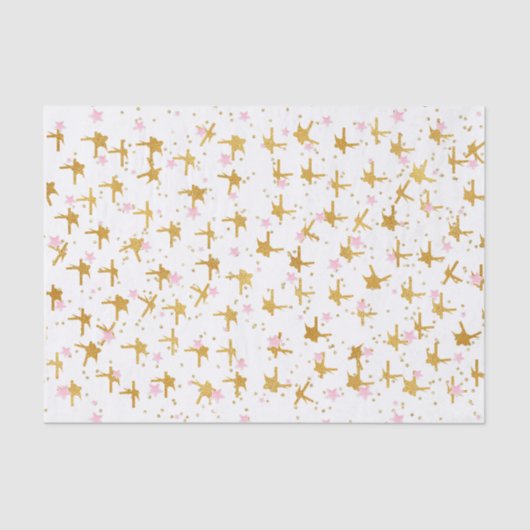 Pink und Gold Stars Confetti Tissue Paper Seidenpapier (Vorderseite)
