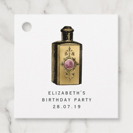 Pink und Gold Steampunk Geschenkanhänger (Vorderseite)