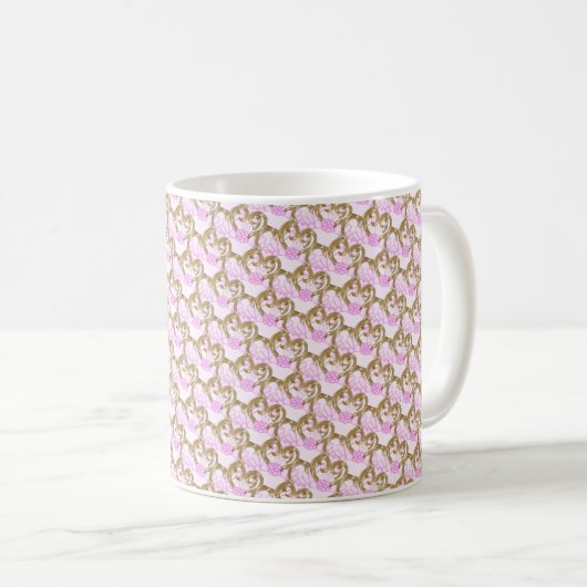 Pink und Gold Tiara Tasse individuell anpassbar (VorderseiteRechts)
