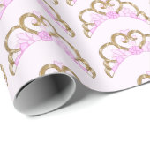 Pink und Gold Tiara Wrapping Paper Geschenkpapier (Rolleneckpunkt)