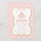 Pink und Gold Tutu Ballett Kinderdusche Einladung (Vorne/Hinten)