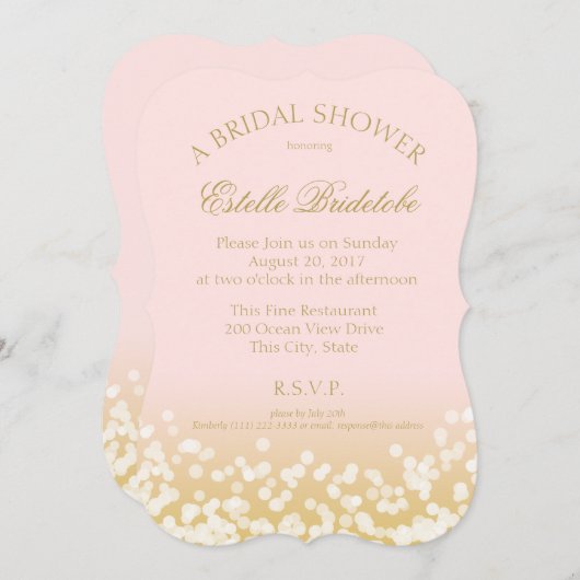 Pink und Gold Twinkle Brautparty Einladung (Vorne/Hinten)