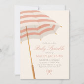 Pink und Gold Umbrella Girl Baby Sprinkle Einladung (Vorderseite)