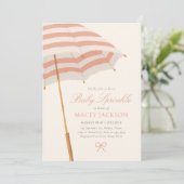 Pink und Gold Umbrella Girl Baby Sprinkle Einladung (Stehend Vorderseite)